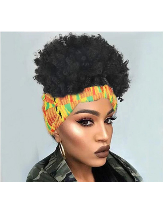 Headband Wigs Afro Kinky Curly 100% Real Virgin Human Hair Costume Wigs