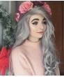 Cool Bright Silver Long Wavy Synthetic Hair Lace Front Wig 24 Inch