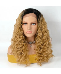 22 Inch 1B/27 Ombre Body Wavy Middle Part Lace Front Wig Synthetic Hair Wigs