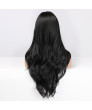 Heat Resistant Fiber Synthetic Black Long Wavy Wig for Women Full bangs Classic Costume wig 