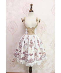 Alice girl original new lolita steam bear gear handle ruffled double-breasted waist strap skirt