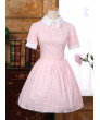 School Lolita Dress Cotton Pink Blue Lapel Bowknot School Dress