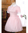 School Lolita Dress Cotton Pink Blue Lapel Bowknot School Dress