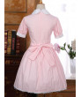 School Lolita Dress Cotton Pink Blue Lapel Bowknot School Dress