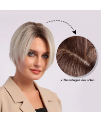 Short Synthetic Lace Wigs for Women Brown to Blonde Ombre Synthetic Wigs