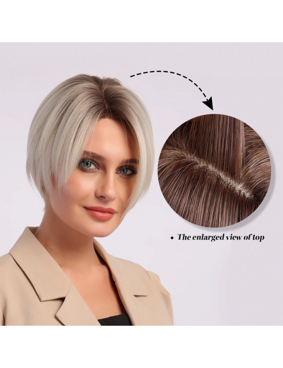 Short Synthetic Lace Wigs for Women Brown to Blonde Ombre Synthetic Wigs