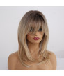 Synthetic Wigs for Women Ombre Blonde Wigs with Bangs