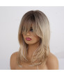 Synthetic Wigs for Women Ombre Blonde Wigs with Bangs