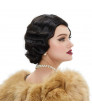 Black Finger Wave Short Curly Synthetic Hair Wig for Women