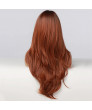 Long Straight Ombre Black Orange Wine Red Wig with Bangs