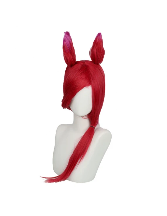 LOL Xayah Wig Fire Red Straight Wig High Temperature Silk Wig