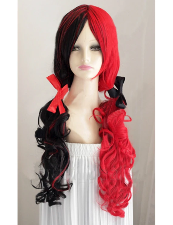 Batman Harley Quinn Wig Red and Black Synthetic Hair Party Wig