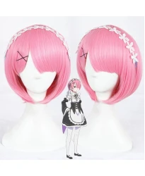 Zero kara Hajimeru Isekai Seikatsu Ram Pink Short Cosplay Wig