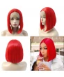 Dark Red Short Straight Bob Synthetic Hair Lace Front Wig