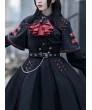 Lace Gothic Lolita Dress Long Sleeve Pure Color Dress for female