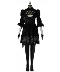 NieR Automata 2B Costume Black Polyester Cosplay Dress