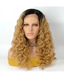 22 Inch 1B/27 Ombre Body Wavy Middle Part Lace Front Wig Synthetic Hair Wigs