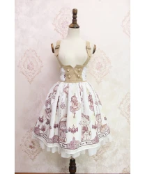 Alice girl original new lolita steam bear gear handle ruffled double-breasted waist strap skirt